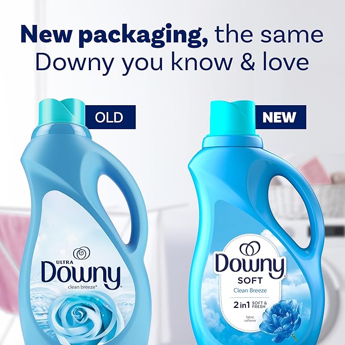Downy Soft, 2 in 1 Soft and Fresh Liquid Fabric Softener, Clean Breeze, 44 fl oz, 60 Loads, Fabric Conditioner Liquid provides softness and freshness for fabrics