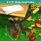 Rake, 60 Inch Long, 11 Tines Small Metal Garden Rake for Leaves, Heavy Duty 9 Inch Wide Rakes for Lawns, Yard Leaf Rakes for Gardening , Flower Beds, Shrub, Kid