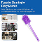 SPARTA Large Water Bottle Brush Ideal for Wide-Mouth Jars, Bottles and Tumblers, Dishwashing Tool with Handle for Home and Commercial Kitchens, Plastic, 12 Inches, Purple, (Pack of 6)