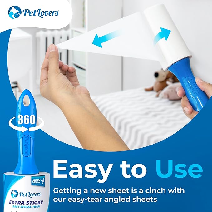 PetLovers Extra Sticky Lint Roller Mega Value Set for Pet Hair Removal, Dog and Cat Lint Remover, 10 Pack 1,000 Sheets