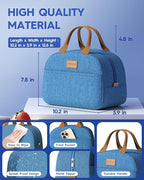 KEMETHY Adults Bento Lunch Box Set with Thermo Bag, 74oz Stackable Leak-proof 3-tiers Bento Box, Built-in Utensil and Sauce Container for Work, School, Dining Out (Blue)