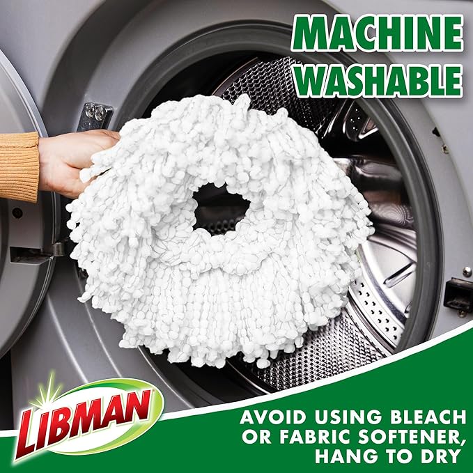 Libman Tornado Spin Mop System with 2 Refill Heads, Microfiber Spinning Mop and Bucket with Wringer Set for Home, Floor Cleaning of Hard-Wood, Laminate, Tile, All Surface Cleaner, 3 Total Mop Heads