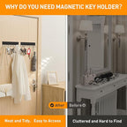 Magnetic Key Holder For Fridge With 10 Hooks, Magnetic Utensil Holder For Wall, Strong Magnetic Key Hanger Hooks Organizer, Magnent Key Rack For Kitchen Metal Door Garage Grill Tools Coat Towel Purse