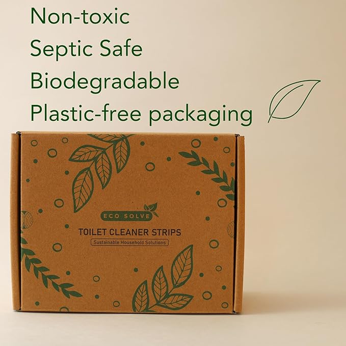 Natural Toilet Bowl Cleaner Strips, Unscented, Eco-friendly, Non-toxic, Septic Safe, Removes Odors & Stains, Plastic-free, Toilet Bowl Cleaner for Quick and Easy Cleaning (180 count)