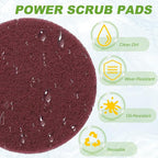 Power Scrub Pads, Scrubbing Pads 320 Grits Scouring Discs - Fitting for (Home Kitchen Cleaning - Drill Attachment - Scrubber Replacement) 6 Pcs & 5 Inch & Red