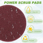 Power Scrub Pads, Scrubbing Pads 320 Grits Scouring Discs - Fitting for (Home Kitchen Cleaning - Drill Attachment - Scrubber Replacement) 16 Pcs & 4 Inch & Red