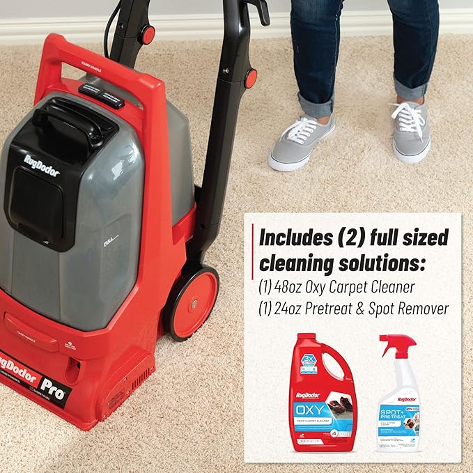 Rug Doctor Pro Deep Commercial Carpet Cleaning Machine, Oxy Bundle, Includes 48 oz. Oxy Cleaning Solution and 22 oz. Professional Oxy Spot & Pre-Treat Cleaner