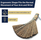 Natural Straw Whisk Broom - 12.5 Inch Small Hand Broom with Ergonomic Shape for Multi-Surface Cleaning - Stiff Bristle Brush for Indoor or Outdoor Use by Kings County Tools