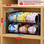 3-Pack Stackable Can Rack Organizer for Pantry, Adjustable Can Holder for Various Ounce of Cans up to 90, Rolling Can Dispenser for Canned Food Soup Goods Storage in Kitchen Cabniet, 2 Tier, Black