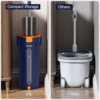 Mop and Bucket Set with Wringer, 3-Tank Flat Mop and Bucket System, Wall Mop Cleaner with Long Handle, Hands Free Mops for Floor Cleaning with 4 Microfiber Pads