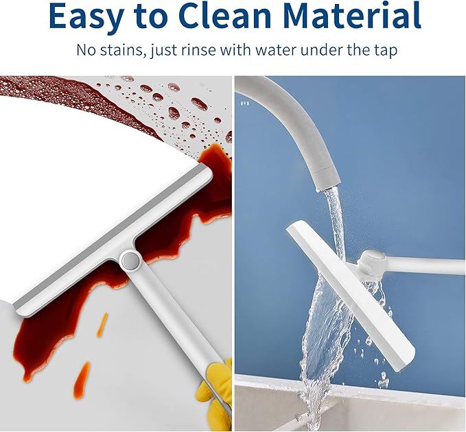 Window Squeegee, 2 Pack Shower Squeegee for Glass Doors Bathroom Mirror Windows Cars and Tile Walls, Silicone Plastic Squiggy Cleaner Tool 12 inch (Grey+Green)