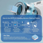 Washing Machine Cleaner Tablets 30 Pack - HE Top Load & Front Load Washer Cleaner, Eco Friendly Septic Safe, 3 Layers Deep Cleaning, Descaler & Deodorizer, 1+ Year Supply (30 Count