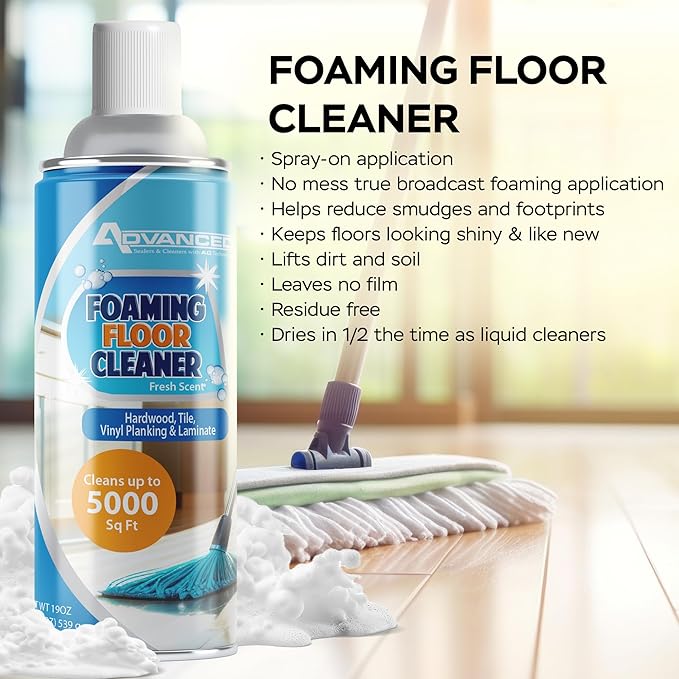 ADVANCED Sealers & Cleaners Aerosol Foaming Floor Cleaner - No Rinse Multi Surface Cleaner for Porcelain, Vinyl, Laminate, Tile, & Hardwood 19 oz
