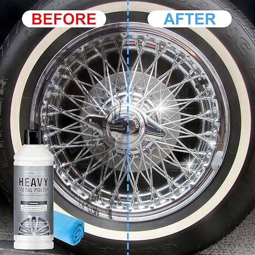 Metal Polish (16oz) & Chrome & Aluminum & Stainless Steel Polish, Multi Purpose Polish, Cleaner, Restorer and Protectant Compound for Metal Chrome Aluminum and Stainless Steel