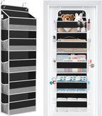 WISELIFE Over The Door Organizer - 5 Shelves Large Capacity Hanging Bedroom Storage Solution with Side Pockets for Dorm Bathroom Pantry Nursery and Baby Essentials Holds up to 40 Lbs (Black)