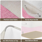 BALEINE 2 Pack Fabric Storage Bins for Shelves, Linen Storage Baskets for Organizing, Decorative Closet Bins for Clothes, Home (Pink, 12"x8"x8")