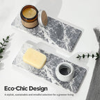 2PCS Bathroom Sink Vanity Trays, Water Absorbing Diatomite Stone Quick Drying Mat for Kitchen Counter, Dish Rack Dispenser Sponge Holder Caddy Organizer, Marble Crack, 9"x3.5"