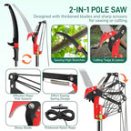 Manual Pole Saw for Tree Trimming, Extendable Tree Pruner (Green, 26ft)