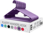 Utopia Home Plastic Hangers 200 Pack - Clothes Hanger with Hooks - Durable & Space Saving Coat Hanger - Heavy Duty Purple Hangers - Skirt Hangers