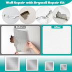 16Pcs Drywall Repair Kit, 2/4/6/8in Self-Adhesive Drywall Patch Kit with Sandpapers & Scrapers, Wall Repair Patches for Small Big Holes & Cracks, Quick Fix for Ceiling Bathroom Wall Damage