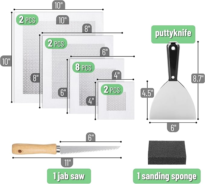 Bates- Drywall Repair Kit, 17 pcs, Dry Wall Patch Kits, Wall Repair Patch Kit, Wall Patch Repair Kit, Drywall Hole Patch, Drywall Patch Kit for Holes Drywall, Wall Hole Repair Kit, Drywall Patch Hole