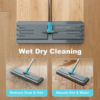 JOYMOOP Mop and Bucket Set with Wringer, Mops for Floor Cleaning, Wall Mop Cleaner with Long Handle, with 6 Reusable Microfiber Mop Pads - Grey+Cyan Blue
