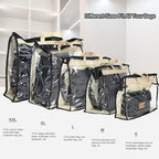 LASZOLA 10Pcs Clear Handbag Storage Organizer Dust Cover Bags, 5 Sizes Transparent Purse Protector Storage Bag with Zipper and Handle for closet shelf, Dustproof and Moistureproof, Black and Beige