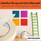 No-Residue 1 Inch, 60 Yard Masking Tape 2 Pk. Easy-Tear, Pro-Grade Removable Painters Tape Great for Home, Office, or Commercial Contractor Use. Clean, Drip-Free Painting with Wide Crepe Paper Rolls.