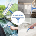 2 in 1 Window Cleaner Kit with Long Handle and Microfiber Scrubber for Glass, Car, Home Floor