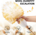 Lambswool Duster for Cleaning with Solid Wooden Handle Leather Hang Strap 19.6 inch Natural Feather Duster for Cleaning Ceiling Fans Window Blinds Computer Furniture(2 Pack)