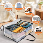 TasticTotes 8 Pack Clear Storage Bags for Comforter, Clothes & Bedding, Plastic Blanket Storage with Zipper and Handle, Moving Bags, Closet Organizer and Under-Bed Storage (60L)
