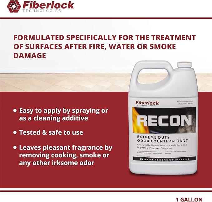 RECON Extreme Duty Odor Counteractant, 1 Gallon, Chemically Neutralizes the Source of Malodors from Fire, Water or Smoke Damage, Use as Deodorant Booster for Carpet Cleaners