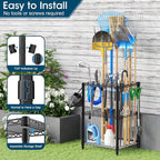 T2 Garden Tool Organizer（With Adjustable Shelf）Heavy Duty Garage Tool Storage for Yard，Shed，Outdoor and Lawn，Freestanding Tool Organizers and Storage UP to 45 Tools，Black with Anti-Tip Device