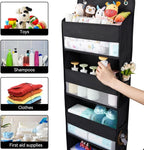 WishJazz Over the Door Organizer, 6 Shelf Hanging Organizer, Anti Tilt 50lbs Back of Door Storage for Bathroom, Nursery, Pantry, Baby Essentials