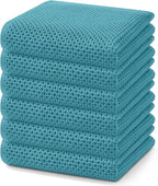 Homaxy 100% Cotton Waffle Weave Kitchen Dish Towels, Ultra Soft Absorbent Quick Drying Cleaning Towel, 13 x 28 Inches, 6-Pack, Lake Blue