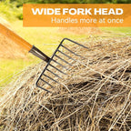 4 Sets Pitch Fork 10 Tines Wide Manure Fork with Long Handle Heavy Duty Muck Rake Broadfork Garden Tool for Gardening Horse Stall Picking up Manure Farm