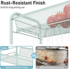 TOOLF 4-Tier Rolling Cart, Metal Utility Cart with 3 Hooks, Easy Assemble Mobile Storage Trolley On Wheels, Metal Shelving Units Kitchen Bathroom Laundry Room