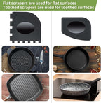 Cast Iron Scrubber with Scraper, Palm 316 Cast Iron Cleaner Chainmail Scrubber with Ergonomic Grip, for Griddles,Grill Pan Skillet Wok Carbon Steel, Oven Metal Brush Cleaning Kit