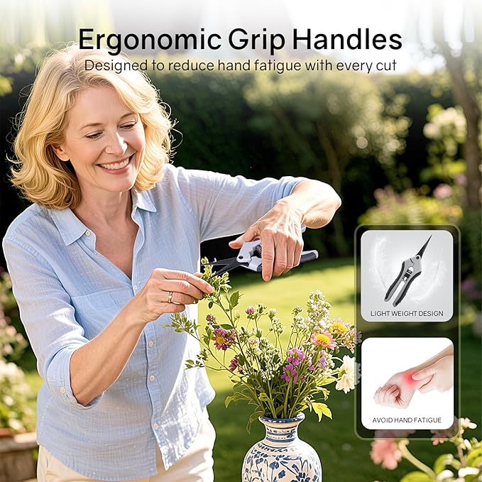 6.5" Ultra Sharp Pruning Shears - Professional Garden Scissors with Straight Stainless Steel Blades, Ergonomic Handle, Rust Resistant, Safety Lock, Trimming Scissors for Plants in Grow Tents, 2-Pack