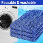 16.5 inch Mop Pads Refills, 3 Pack Microfiber Reusable Replacement Flat Replacements Heads for Wet Dry Floor Cleaning, Blue Cloth