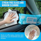 Air Jungles Glass and Window Cleaner Wipes 70 Count, Extra Large 8" x 10" Size Cleaning Wipes for Car Windshield, Headlight, Mirror, Tile and Home Glass Surface