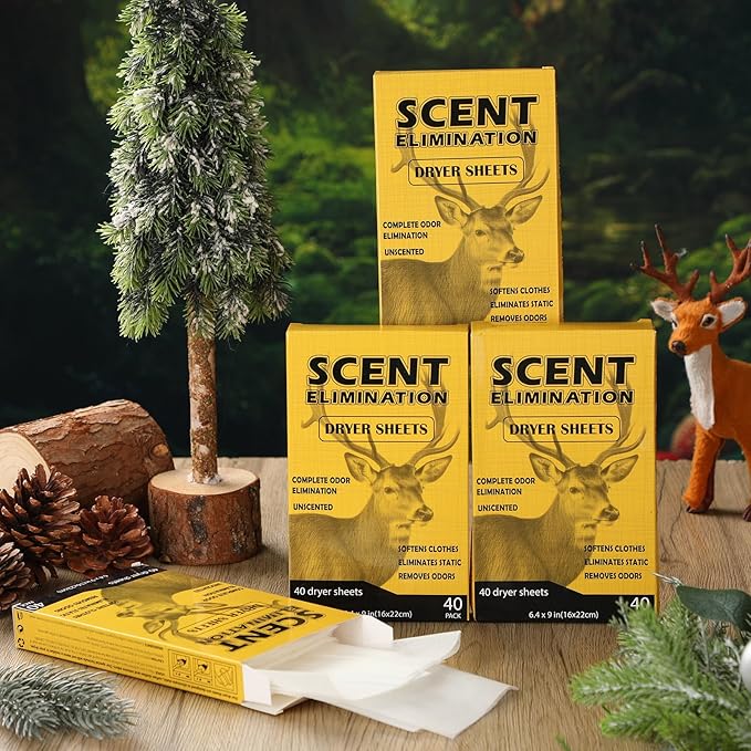 4 Packs 160 Sheet Scent Elimination Dryer Sheets for Hunting Scent Free Dryer Sheets Hunting Fabric Softener for All Fabrics Clothes