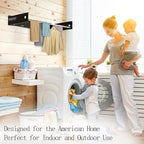 Foldable Wall Mounted Drying Rack, 40'' Wide Aviation Aluminum Laundry Drying Rack Collapsible with 5 Rods, 100LB Capacity, Pull Out Design Towel Drying Racks for Laundry Wall (Black, 40")