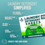 Sudstainables Eco Friendly Laundry Detergent Sheets - (200 Count), Unscented, Zero Waste, Plastic Free, Ultra Cleaning Strength, Sensitive Skin Safe, Saves Space