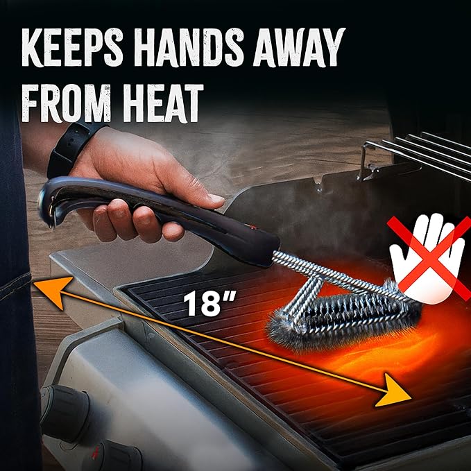 Kona 360 Clean Grill Brush – Powerful Grill Cleaner & BBQ Grill Brush for Outdoor Grill – Safe, Bristle BBQ Brush Grill Scraper, Accessory for Easy 30 Second Grill Cleaning - 18 Inch Long Handle