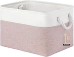 Large Storage Baskets- 15x11x10 inch Storage Bins for Shelves and Closet Organizing, Foldable Fabric Bin for Home Organization Clothes and Laundry (1-Pack, White&Pink)