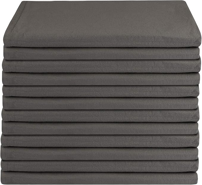 DG Collections 100% Cotton Flour Sack Towels – 12 Pack, 27x27 Inches, Grey, Lint-Free, Pre-Washed, Hemmed Edges – Reusable Kitchen Towels for Cleaning, Embroidery, Printing & Crafts - Grey