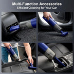 Handheld Vacuum Cordless, 5-in-1 Car Vacuum Portable Cordless 30 Mins Rapid Rechargeable Hand Vacuum Brushless Motor 19000Pa Strong Suction, Dust Busters for Car Home with 4 Nozzles, Blue
