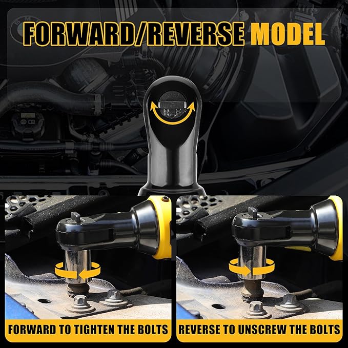 3/8" Cordless Electric Ratchet Wrench Set With Multi Drill Bits, 66FT-LBS 250 PRM Power Ratchet Wrench, 21V Ratchet Tool Kit, Variable Speed, 7 Sockets, LED Light, 1/4" and 1/2" Adapter, 2 Batteries