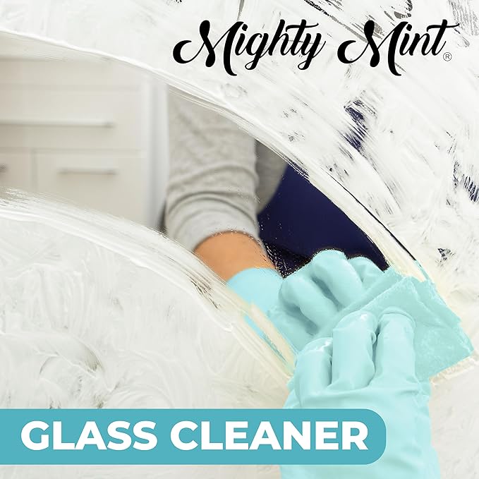 Mighty Mint Glass Cleaner, Ammonia-Free, Streak-Free Spray for Windows, Screens, Stovetop, Bathroom, Natural Peppermint Scent, 16oz